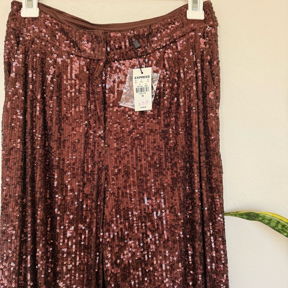 Express Sequin Pants in Shimmering Brown